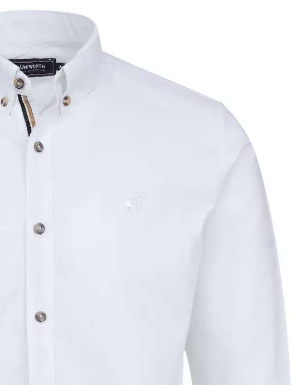 White Embriodery Plain Casual Shirt