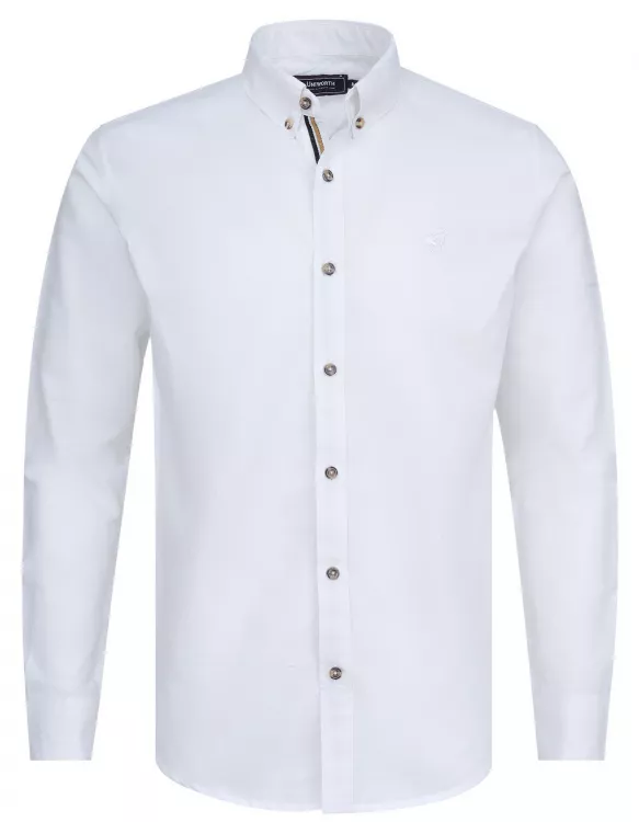 White Embriodery Plain Casual Shirt