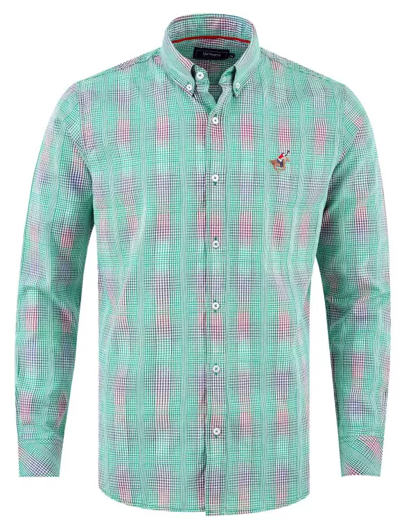 Green Embriodery Check Casual Shirt