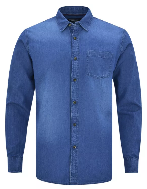 Denim Blue Plain Casual Shirt