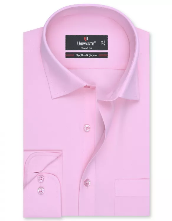 Self Pink Tailored Smart Fit Shirt