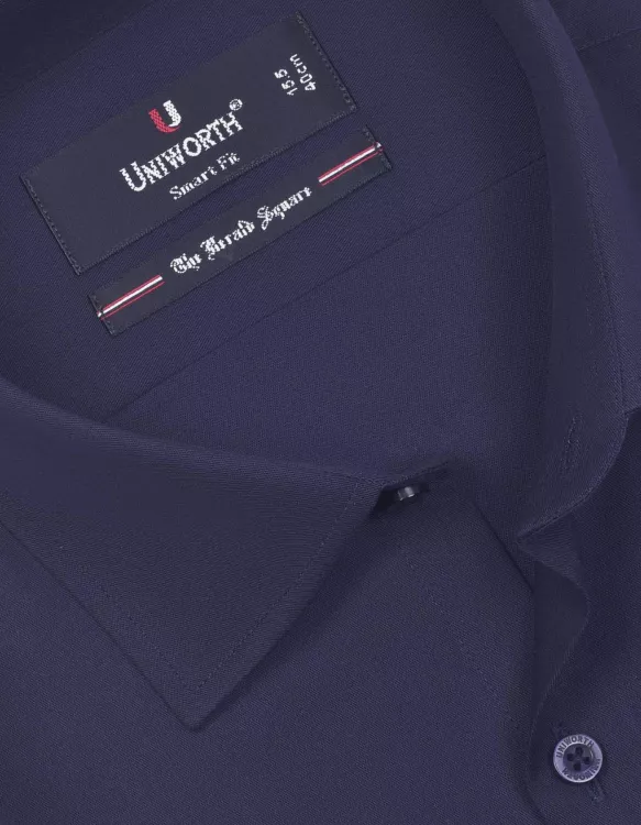 Plain Navy Tailored Smart Fit Shirt