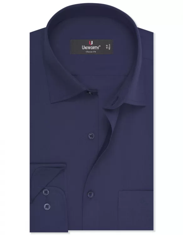 Plain Navy Classic Fit Shirt