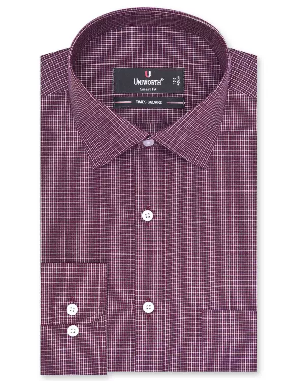 Check Maroon Tailored Smart Fit Shirt