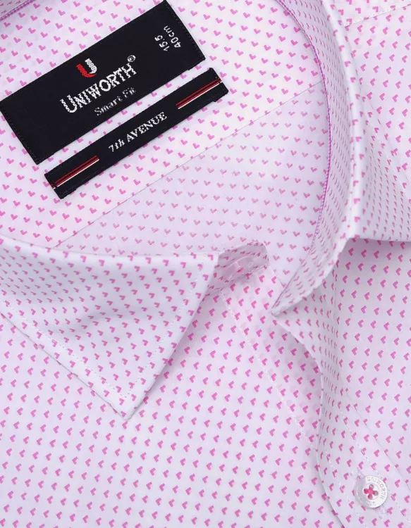 Printed White/Pink Smart Fit Shirt