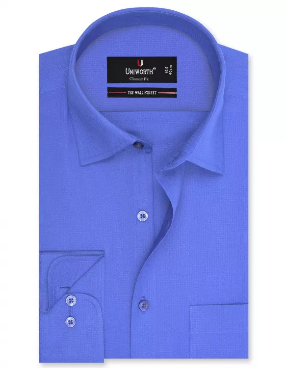 Self Royal Blue Classic Fit Shirt