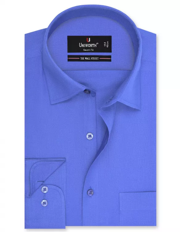Self Royal Blue Tailored Smart Fit Shirt