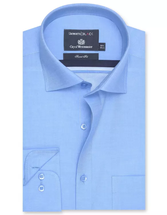 Plain L Blue Tailored Smart Fit Shirt