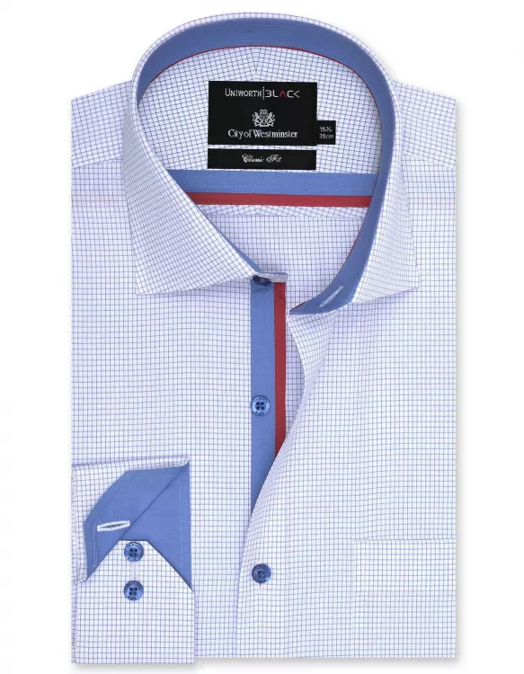 Check White/Blue Classic Fit Shirt