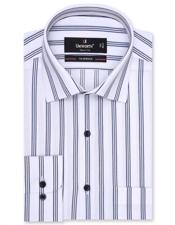 Stripe White/Navy Tailored Smart Fit Shirt