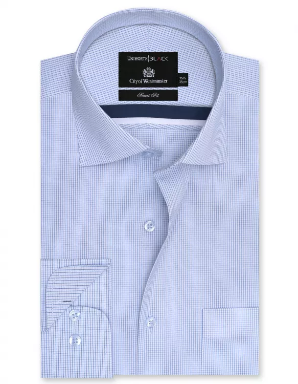 Check White/Blue Tailored Smart Fit Shirt