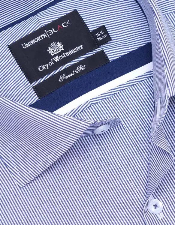 Stripe White/Navy Tailored Smart Fit Shirt