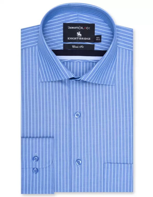 Stripe Sky/M Blue Classic Fit Shirt