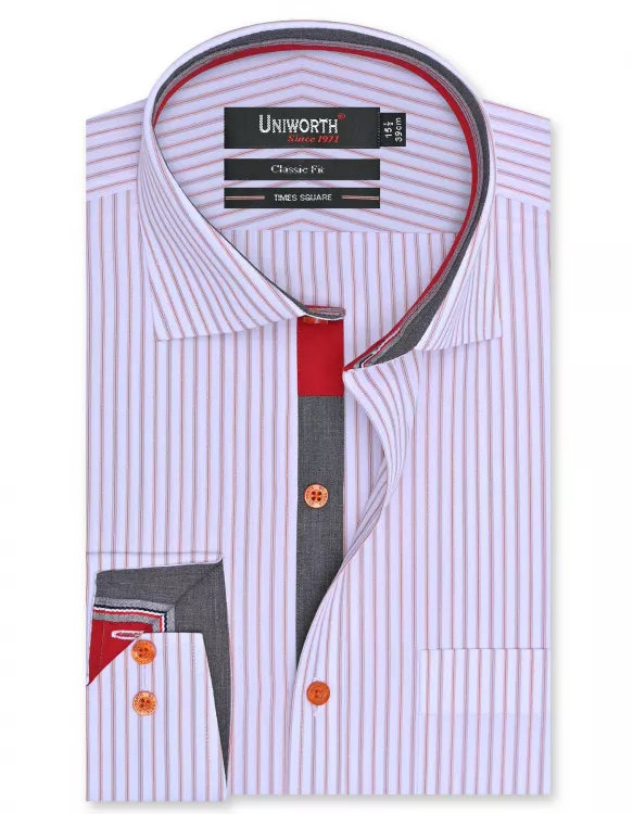 Stripe White/Orange Classic Fit Shirt