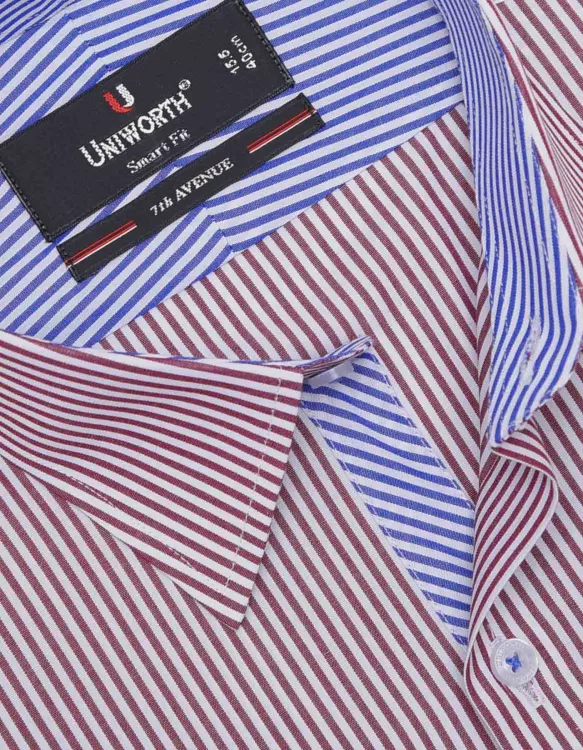 Stripe White/Maroon Smart Fit Shirt