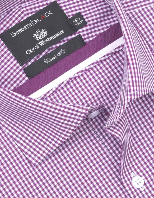 Check White/Purple Classic Fit Shirt