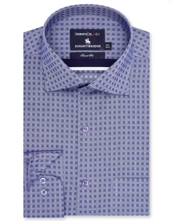 Printed Navy Tailored Smart Fit Shirt