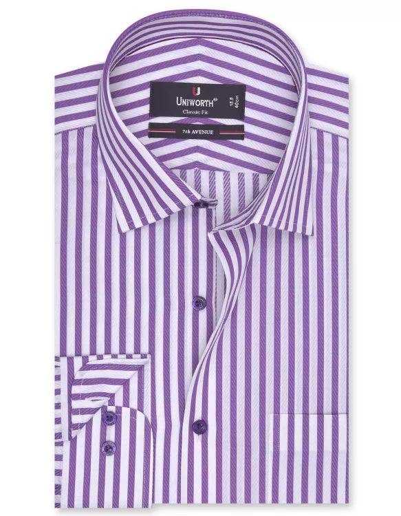 Stripe White/Purple Classic Fit Shirt
