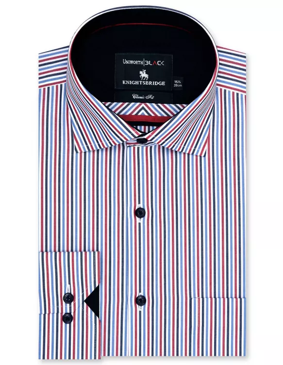 Stripe Navy/Red Classic Fit Shirt