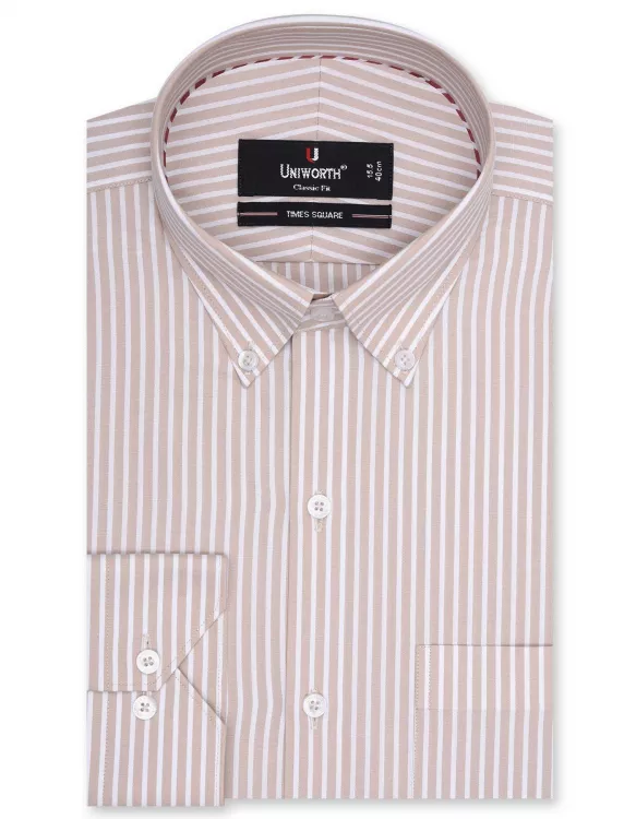Stripe White/Fawn Classic Fit Shirt