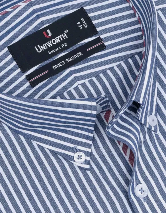 Stripe White/Blue Tailored Smart Fit Shirt