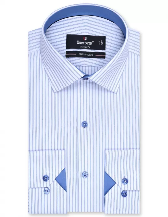 Stripe White/Sky Classic Fit Shirt