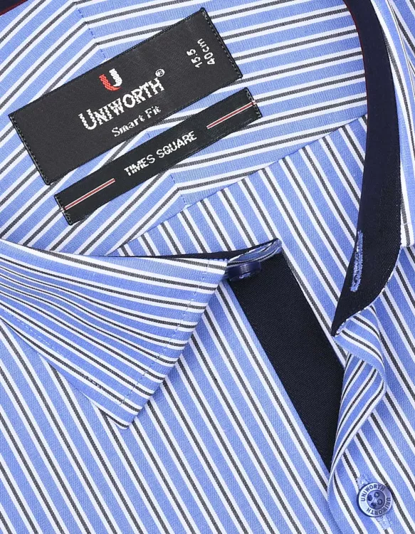 Stripe Sky/Navy Tailored Smart Fit Shirt