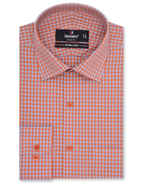 Check Orange/Sky Classic Fit Shirt