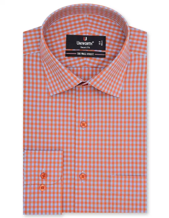 Check Orange/Sky Tailored Smart Fit Shirt