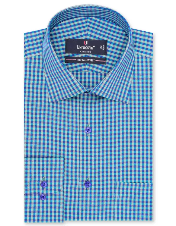 Check Teal Classic Fit Shirt