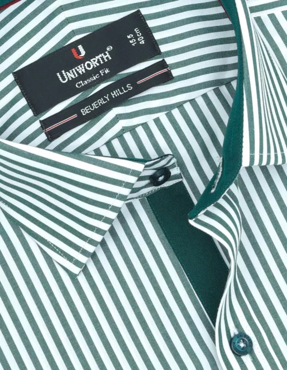 Stripe White/Green Classic Fit Shirt