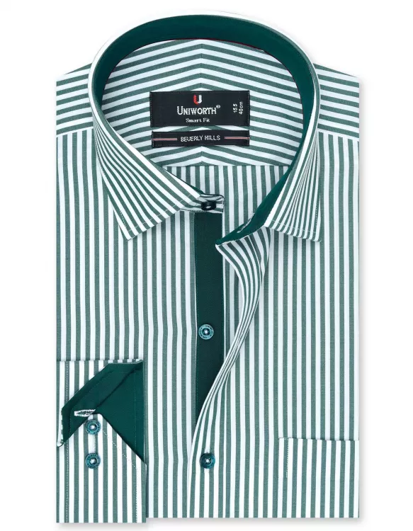 Stripe White/Green Tailored Smart Fit Shirt