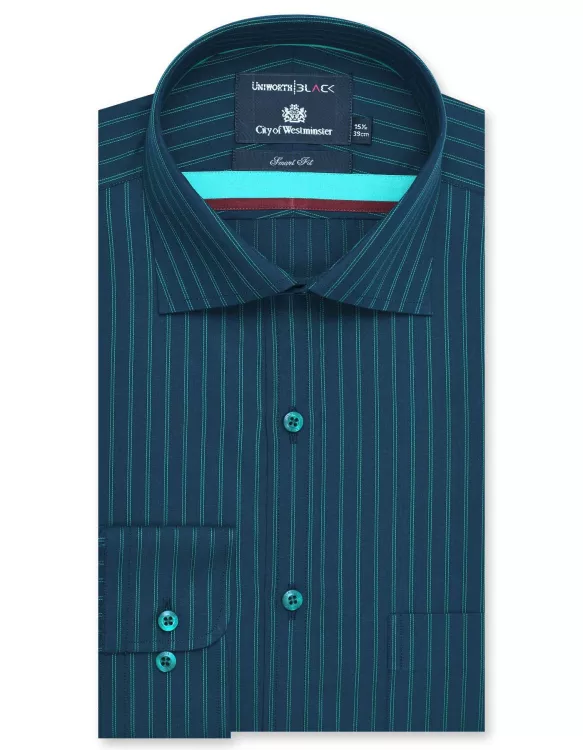Stripe Navy/Green Tailored Smart Fit Shirt