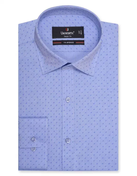 Sky Blue Printed Smart Fit Shirt