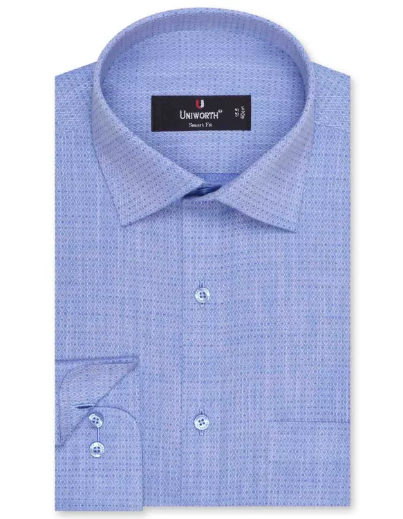 Printed Blue Tailored Smart Fit Shirt
