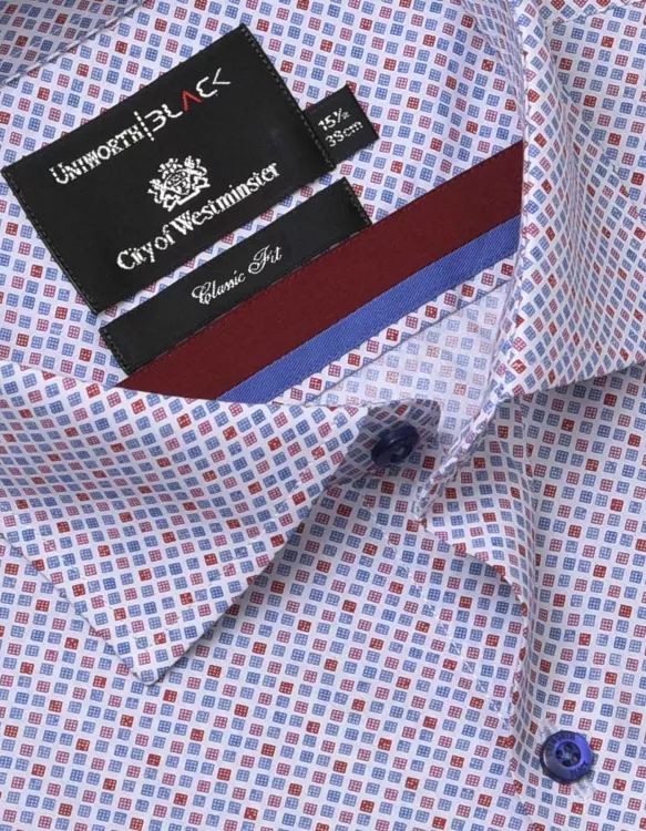 Printed Blue/Red Classic Fit Shirt