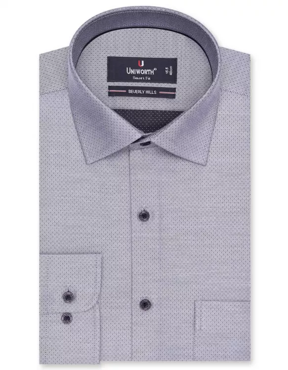 Printed Grey Tailored Smart Fit Shirt