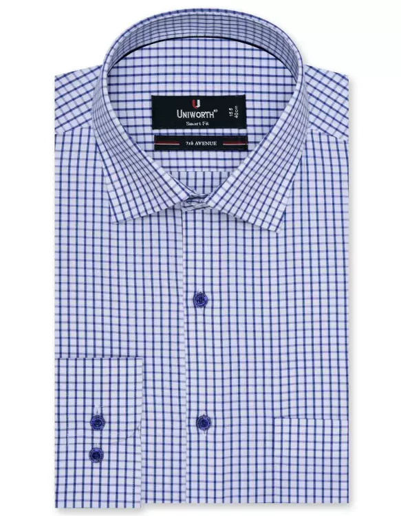 Check White/Royal Blue Tailored Smart Fit Shirt