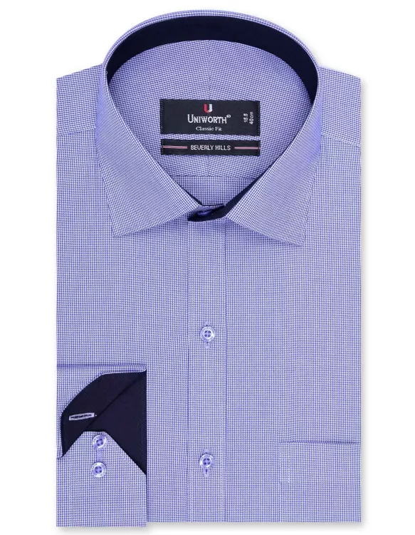 Check White/Royal Blue Classic Fit Shirt