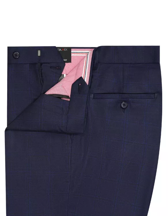 Navy Check Classic Fit Formal Trouser