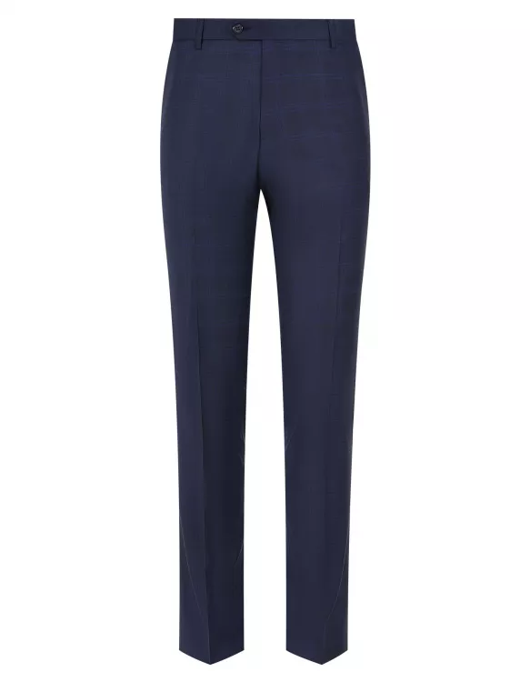 Navy Check Classic Fit Formal Trouser
