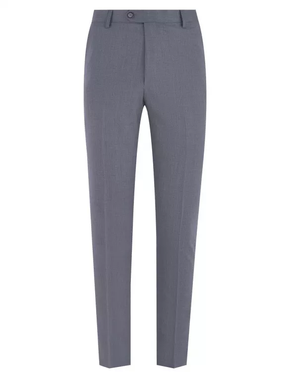 Grey Plain Formal Trouser Tailored Smart Fit