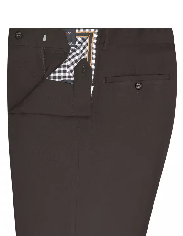 Chocolate Plain Formal Trouser Tailored Smart Fit
