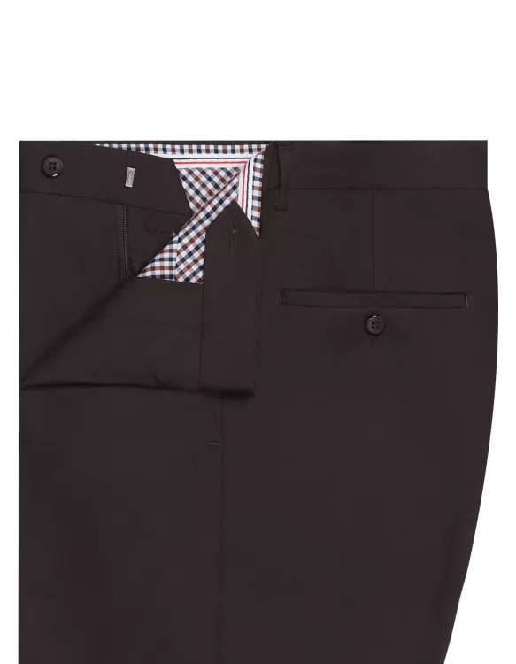 Chocolate Brown Plain  Classic Fit Formal Trouser