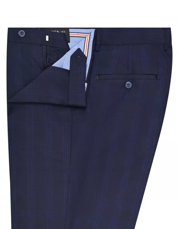 Navy Check Formal Trouser Tailored Smart Fit