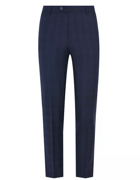 Navy Check Formal Trouser Tailored Smart Fit