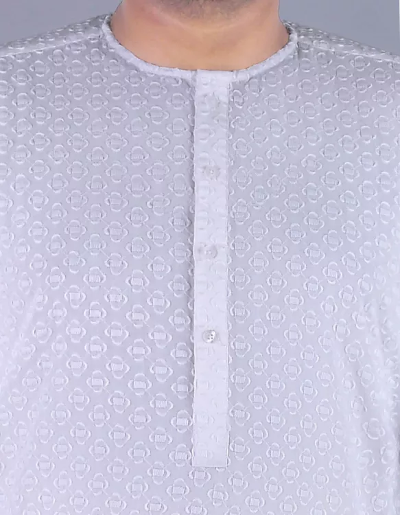 Off White Embroidery Kurta Pajama