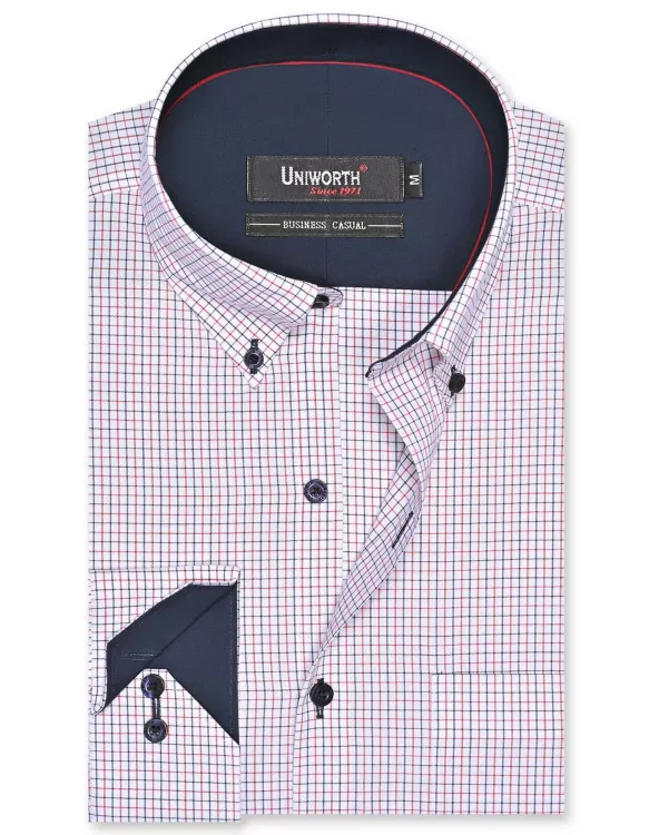 Check Red/Navy Business Casual Fit Shirt