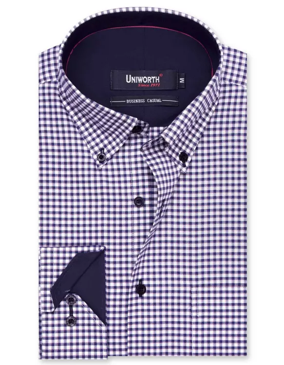 Check White/Navy Business Casual Fit Shirt