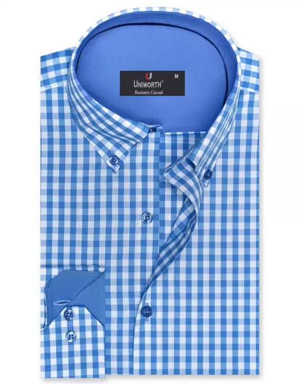Check White/Blue Business Casual Fit Shirt